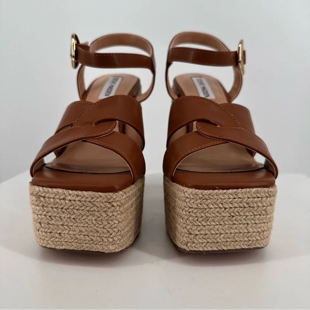 Steve Madden Matter Heeled Platform Sandals in Cognac size 10 New in Box